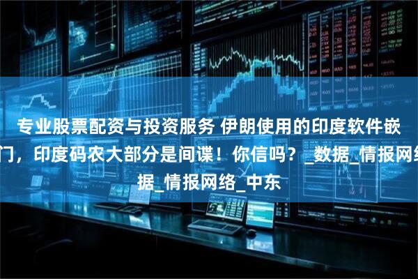 专业股票配资与投资服务 伊朗使用的印度软件嵌入了后门，印度码农大部分是间谍！你信吗？_数据_情报网络_中东